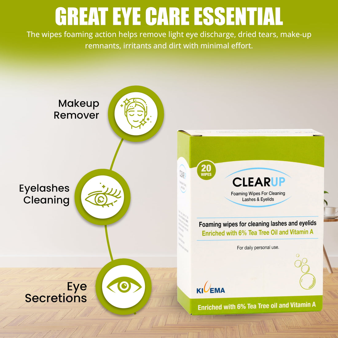 Secret to Brighter Eyes: KIVEMA ClearUp Eyelid Wipes with 6% Tea Tree Oil